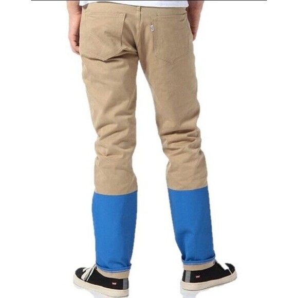 Levi's 508 Men's 30X32 Regular Fit Tappered Leg Colorblock Tan/Blue Urban Jeans - Picture 4 of 12